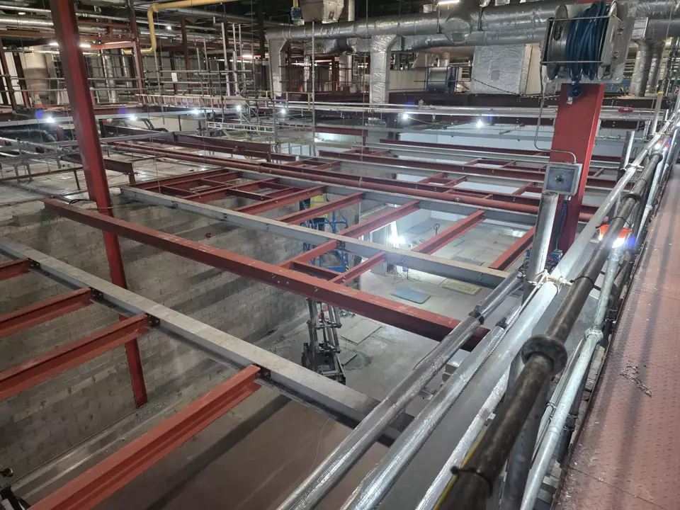 Structural steelwork and plant on an industrial strip-out project