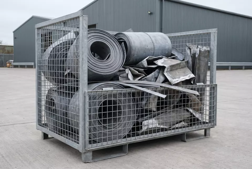 Rolled sheet lead and flashing offcuts